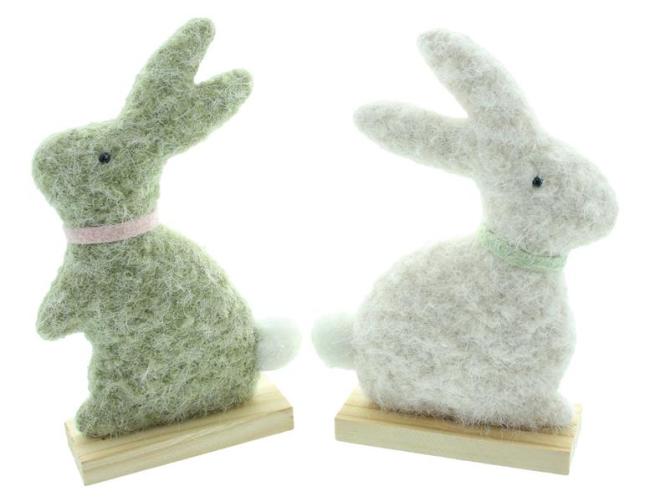 Preview: 2x Dekofigur "Häschen" aus Filz, Osterhase aus recyceltem PET, 23 cm hoch, Osterdeko, Osterfigur