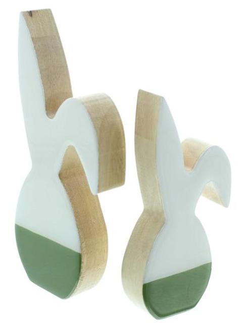 Preview: 2x Dekofigur Hase "Glossy" Osterhase aus Holz, glänzend lackiert, Osterdeko, Osterfigur