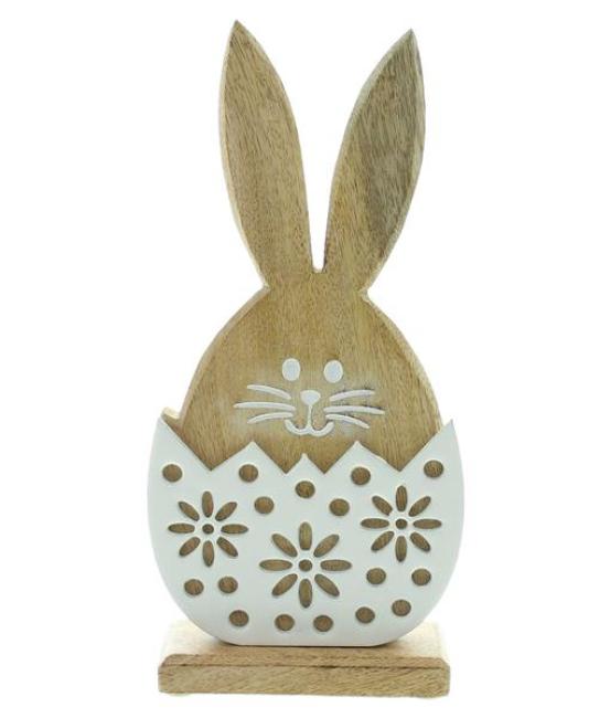 Preview: Schriftzug "Ostern" aus Mango Holz & Porzellan, 28 cm breit, Osterdeko, Deko Aufsteller, Holzbuchstaben