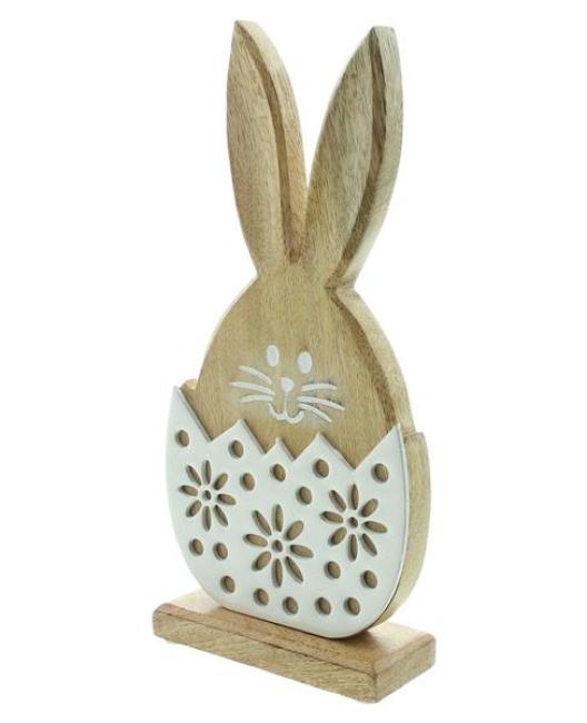 Preview: Schriftzug "Ostern" aus Mango Holz & Porzellan, 28 cm breit, Osterdeko, Deko Aufsteller, Holzbuchstaben