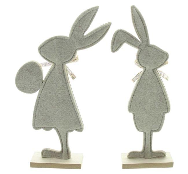2x Dekofigur "Osterhase" aus Filz, recyceltes PET, 31 cm hoch, Osterdeko, Osterfigur