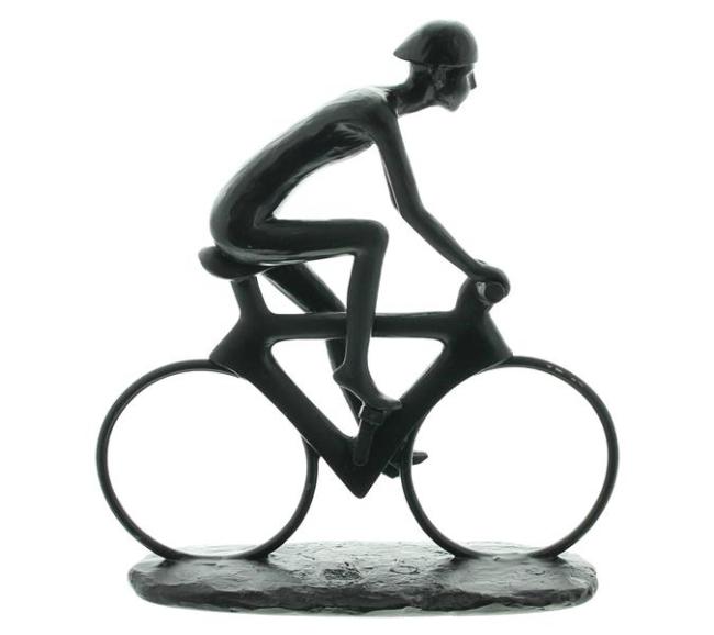 Preview: Dekofigur "Rennfahrer" aus Polyresin, mattschwarz, 24x25 cm, moderne Skulptur