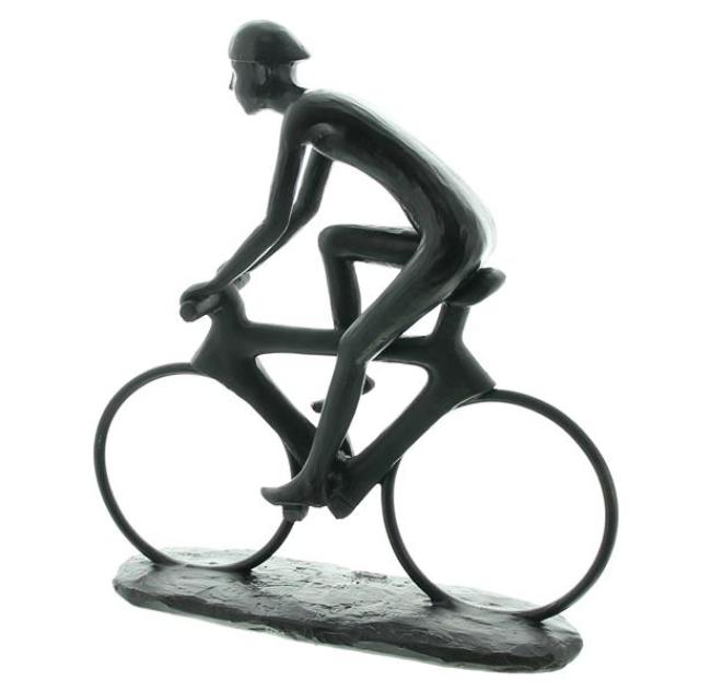 Preview: Dekofigur "Rennfahrer" aus Polyresin, mattschwarz, 24x25 cm, moderne Skulptur