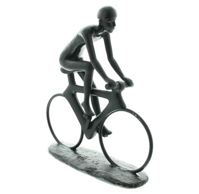 Dekofigur "Rennfahrer" aus Polyresin, mattschwarz, 24x25 cm, moderne Skulptur