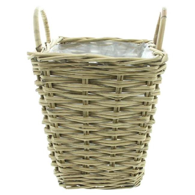 Pflanzkorb "Soft Grey" aus Weide, quadratisch, grau, 27x27x30 cm, Blumentopf, Pflanzkübel, Pflanztopf für Draußen, Blumenkübel