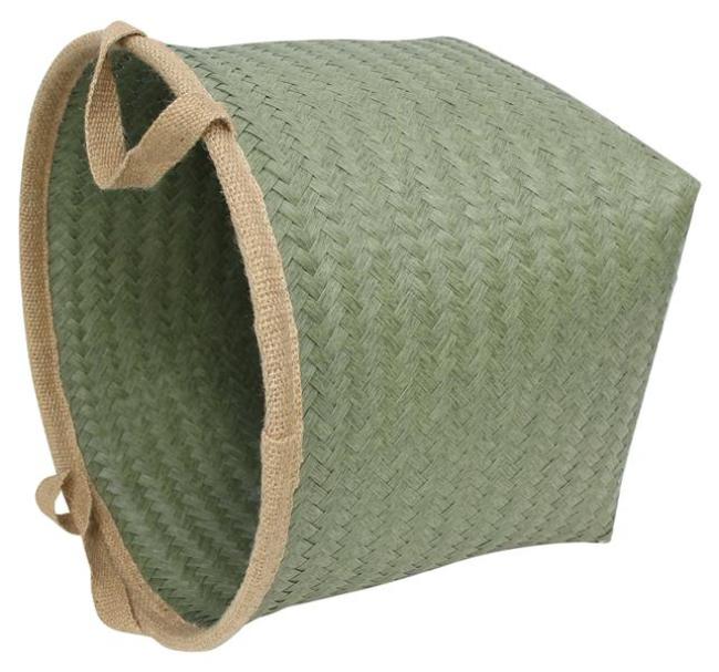 Preview: Füllkorb "Soft" aus PP geflochten in grün, Ø 40 x 35 cm, Aufbewahrungskorb, Ordnungskorb, Flechtkorb