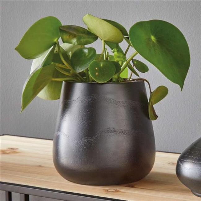 Preview: Dekovase "Black" aus Holz, schwarz, Holzvase, Übertopf, Tischvase, Vase