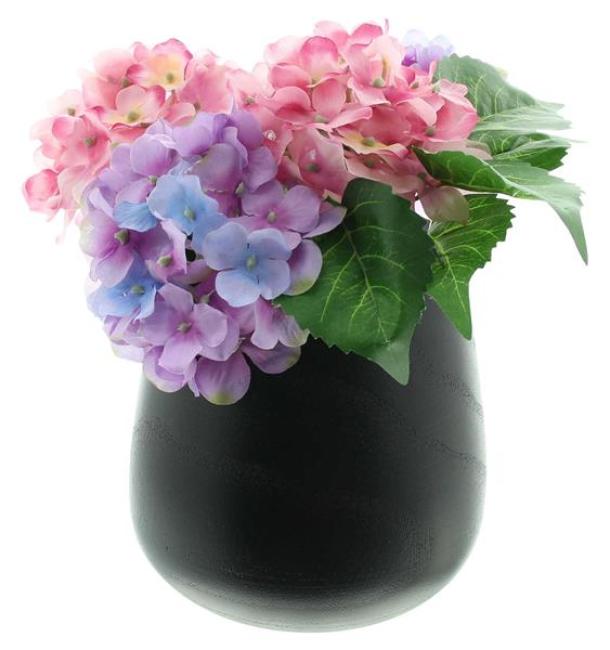 Dekovase "Black" aus Holz, schwarz, Holzvase, Übertopf, Tischvase, Vase