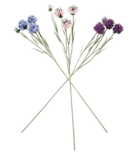 Preview: 3x Kunstblume "Kugeldistel" in rose, lila & blau, 59 cm hoch, Dekozweige, Kunstpflanze, Dekoblume