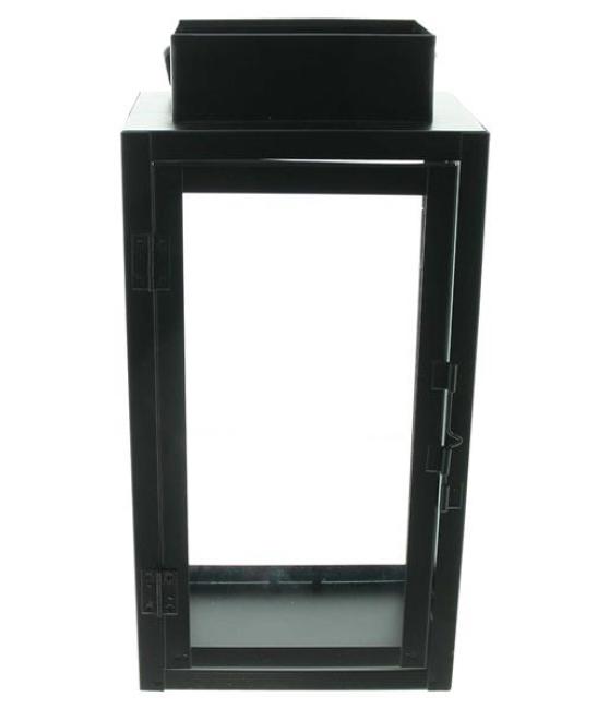 Preview: Laterne "Industrial" aus Metall & Glas, schwarz, 31 cm hoch, Bodenlaterne, Windlicht, Kerzenlaterne, Metalllaterne