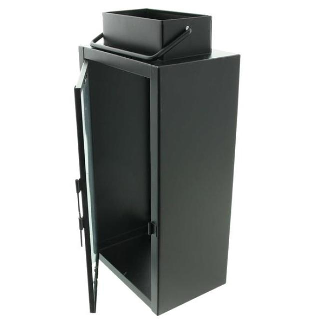 Laterne "Industrial" aus Metall & Glas, schwarz, 31 cm hoch, Bodenlaterne, Windlicht, Kerzenlaterne, Metalllaterne