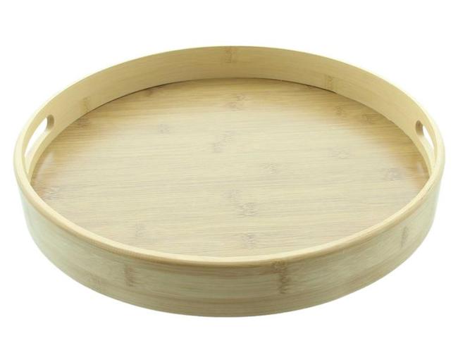 Preview: Tablett "Bambus" rund Ø 38 cm, Serviertablett, Tragetablett, Tischdeko