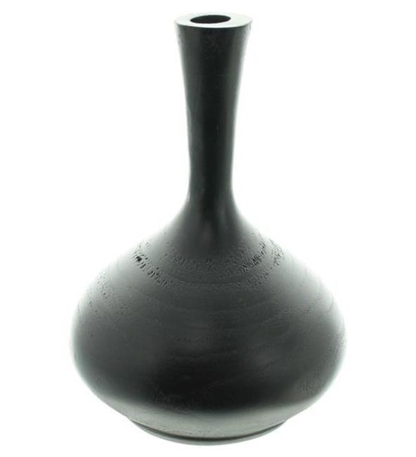 Preview: Dekovase "Solifleur" aus Holz, schwarz, Holzvase, Blumenvase, Tischvase, Vase
