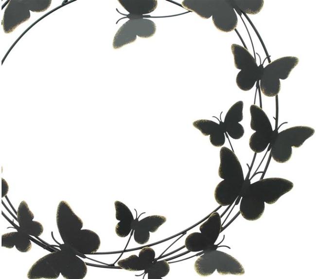 3D Wanddeko "schmetterlinge" aus Metall, schwarz & gold, rund, Ø 50 cm, Wandhänger, Wandschmuck, Metalldeko