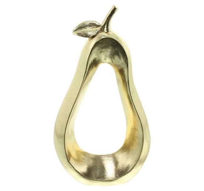 Preview: 2x Dekofigur "Apfel & Birne" aus Polyresin in Gold, 17 + 26 cm hoch, Tischdeko, Dekoobst, Figurenset
