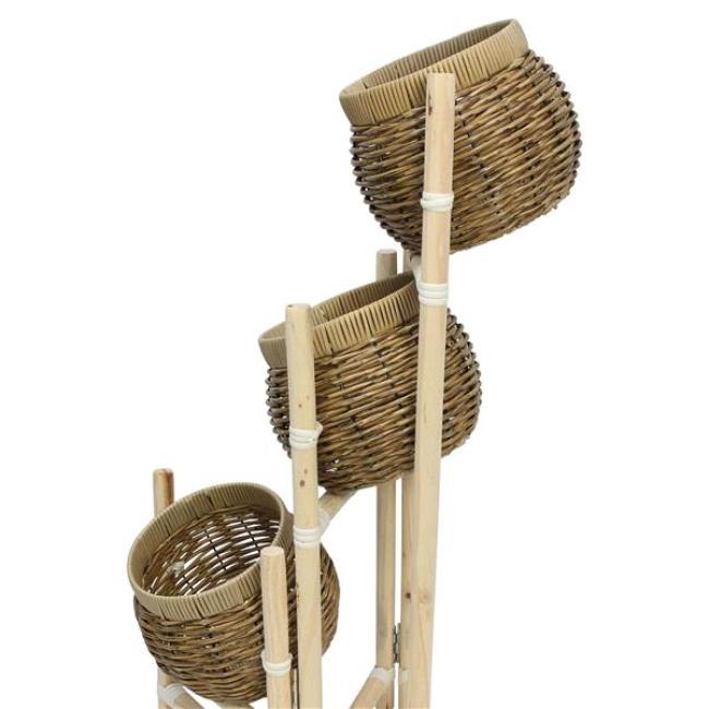 Korbständer inkl. 3 Körbe aus Polyrattan, Verkaufsständer klappbar, Obstkorb, Gemüsekorb