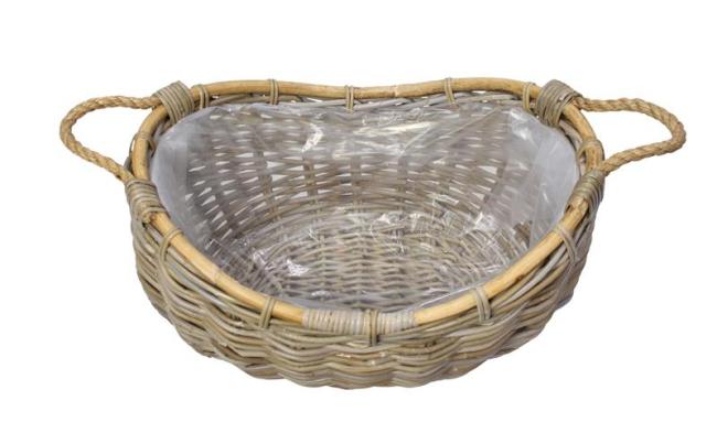 XXL Pflanzkorb "Koobo Grey" aus Rattan, 58 x 43 cm, Blumentopf, Pflanzkübel, Pflanztopf, Blumenkorb