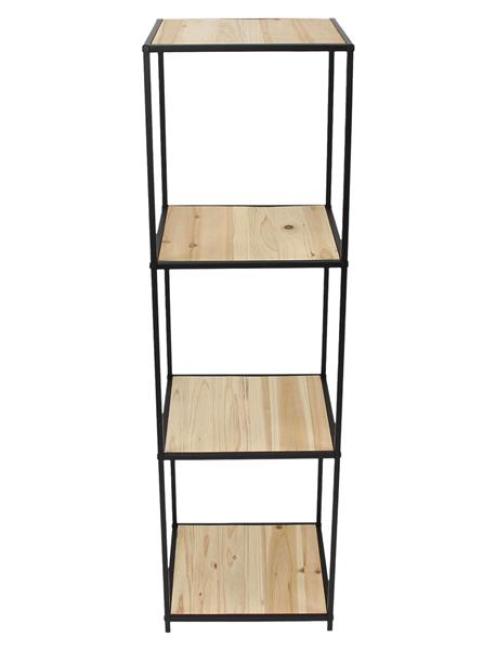 Preview: Regal "Modern Living" aus Holz & Metall, matt schwarz, 116 cm hoch, 4 Böden, Wohnzimmerregal, Bücherregal
