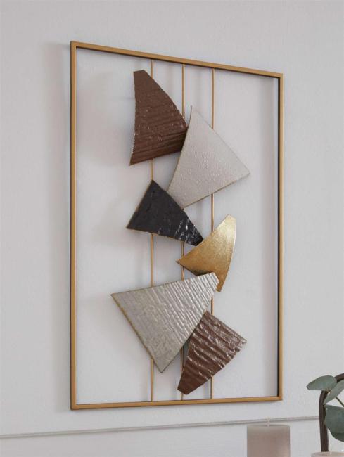 3D Wandbild "Abstrakt" aus Metall, beige braun gold, 40 x 59 cm, Wanddeko, Wandschmuck, Metallbild