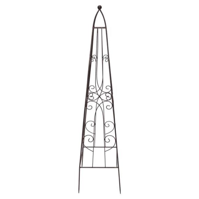 Preview: Rankturm "Romance" aus Metall, dunkelbraun in Antik Optik, 115 cm hoch, Rankhilfe, Rankgerüst, Rankgitter