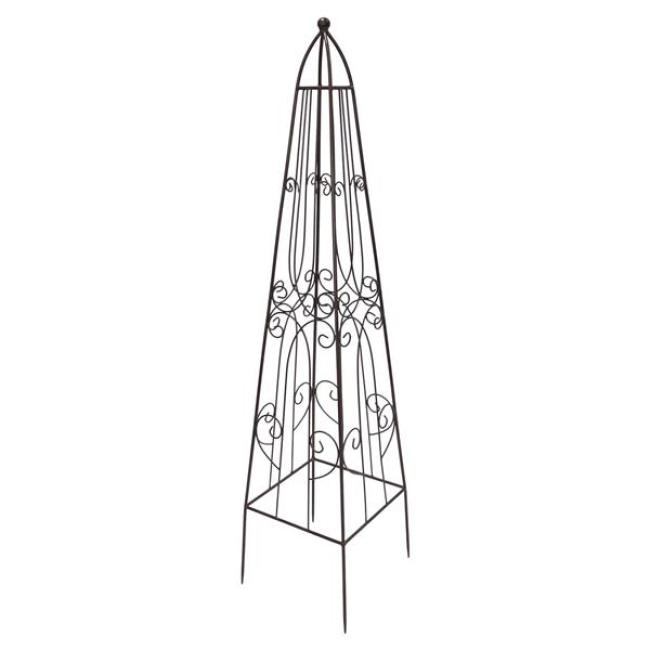 Preview: Rankturm "Romance" aus Metall, dunkelbraun in Antik Optik, 115 cm hoch, Rankhilfe, Rankgerüst, Rankgitter