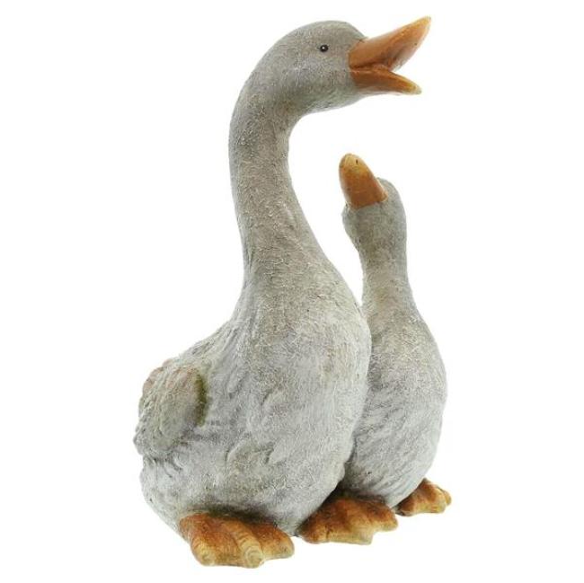 Preview: Pflanzer "Gänsepaar" aus Polyresin, wetterfest, Pflanztopf, Outdoor Blumentopf, Pflanzgefäß, Gartendeko für Außen