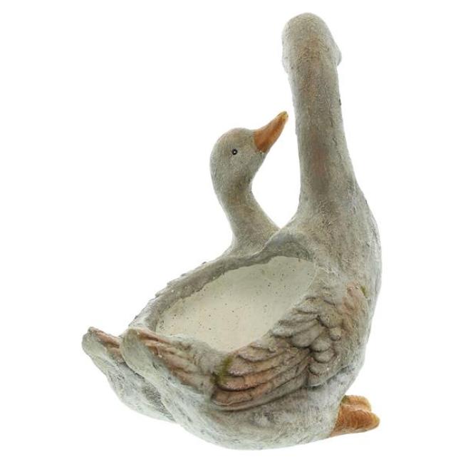 Preview: Pflanzer "Gänsepaar" aus Polyresin, wetterfest, Pflanztopf, Outdoor Blumentopf, Pflanzgefäß, Gartendeko für Außen