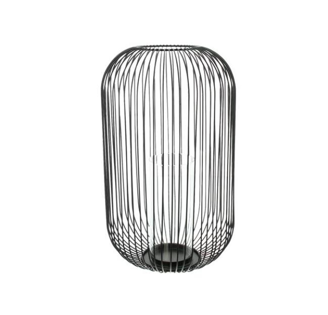 Preview: Windlicht "Atmosfera" aus Metall, schwarz & Glas, 41 cm hoch, Kerzenhalter groß mit Glaszylinder, Kerzenständer