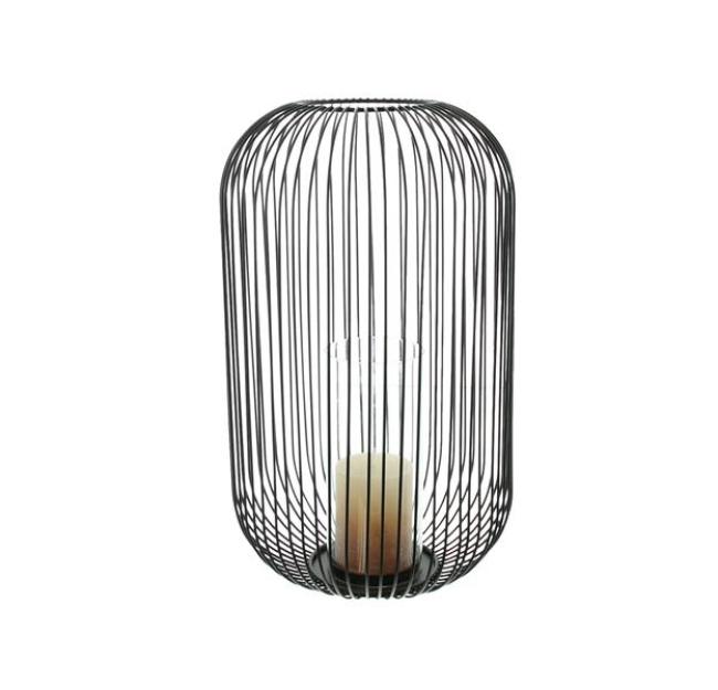 Windlicht "Atmosfera" aus Metall, schwarz & Glas, 41 cm hoch, Kerzenhalter groß mit Glaszylinder, Kerzenständer