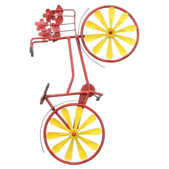 Gartenstecker "Fahrrad" aus Metall, bunt, fluoreszierend, 42 x 117 cm hoch, Dekostecker groß, Gartendeko für Außen