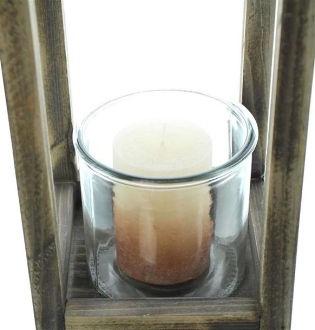 Preview: Laterne "Shabby-Chic" aus recyceltem Holz, 43 cm hoch, mit Windlicht Glas, Holzlaterne, Outdoor Gartenlaterne, Hängelaterne