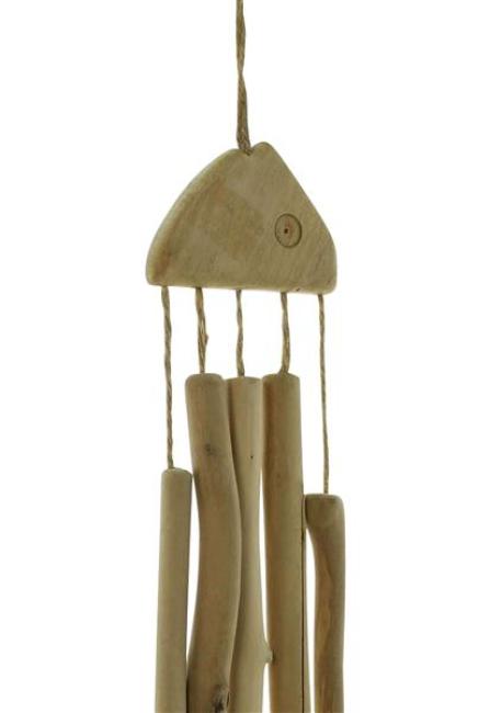 Preview: Windspiel "Fisch" aus Holz, 63 cm hoch, maritm, Outdoor Klangspiel für Garten, Balkon & Terrasse