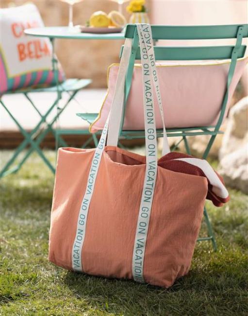 Preview: Stofftasche "Vacation" XXL Damen Shopper Tasche, große Strandtasche für die Familie, Einkaufstasche