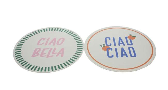 Preview: 2x Platzmatte "Italien" aus PVC, weiß / bunt, Ø 38 cm, Tischsets rund, Platzsets, Tischuntersetzer, Tischunterlage Esstisch