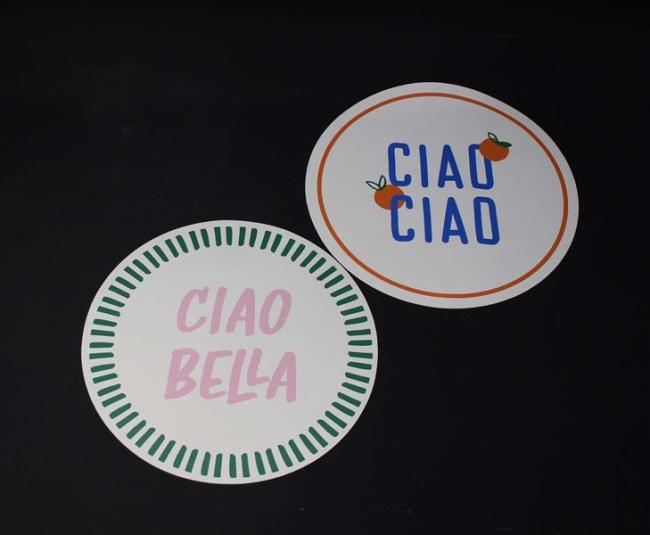 2x Platzmatte "Italien" aus PVC, weiß / bunt, Ø 38 cm, Tischsets rund, Platzsets, Tischuntersetzer, Tischunterlage Esstisch
