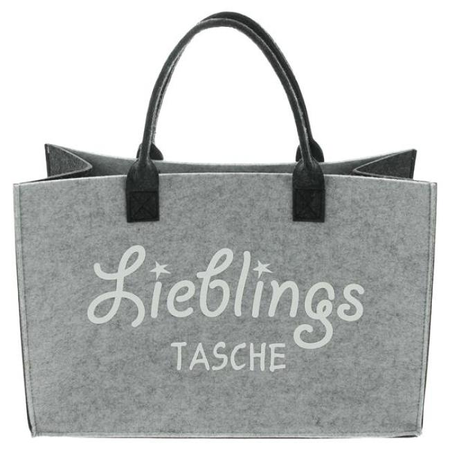 Preview: Shopper "Lieblingstasche" aus Filz, grau, recyceltes PET, Einkaufstasche groß, Damen Filztasche, Tragetasche
