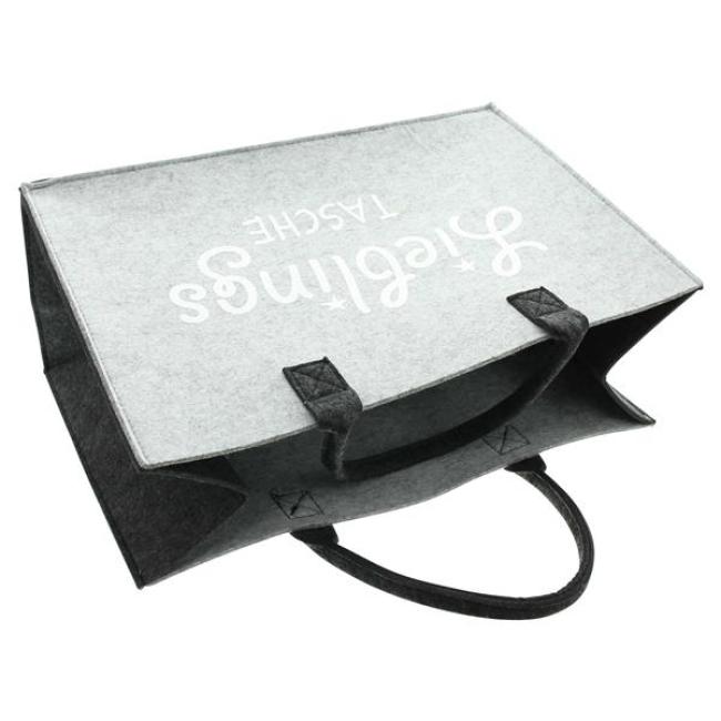 Shopper "Lieblingstasche" aus Filz, grau, recyceltes PET, Einkaufstasche groß, Damen Filztasche, Tragetasche