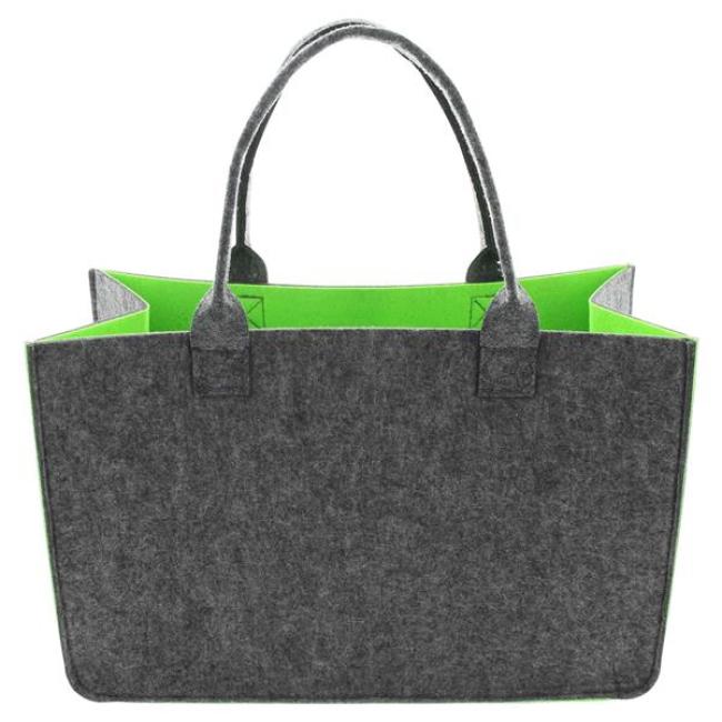 Preview: Shopper "Two-Tone" aus Filz, grau / grün, recyceltes PET, Einkaufstasche, Damen Filztasche, Tragetasche