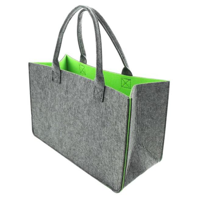 Preview: Shopper "Two-Tone" aus Filz, grau / grün, recyceltes PET, Einkaufstasche, Damen Filztasche, Tragetasche
