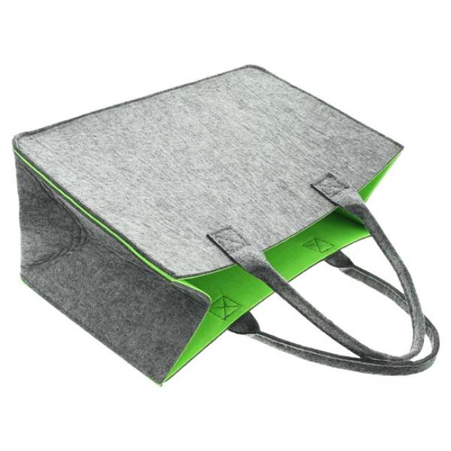 Shopper "Two-Tone" aus Filz, grau / grün, recyceltes PET, Einkaufstasche, Damen Filztasche, Tragetasche