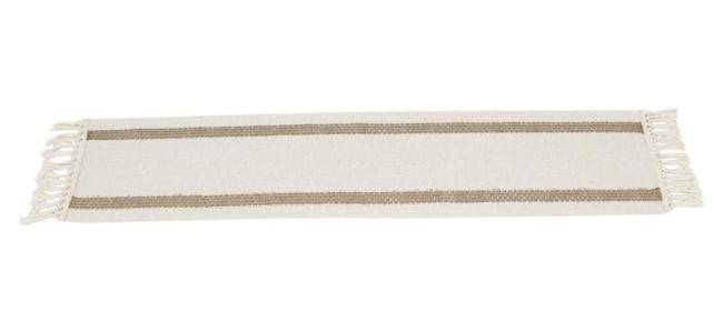 Tischläufer "Boho" beige, 30x140 cm, Tischband mit Fransen, Mitteldecke