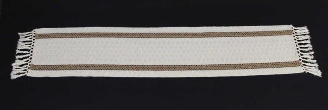 Tischläufer "Boho" beige, 30x140 cm, Tischband mit Fransen, Mitteldecke