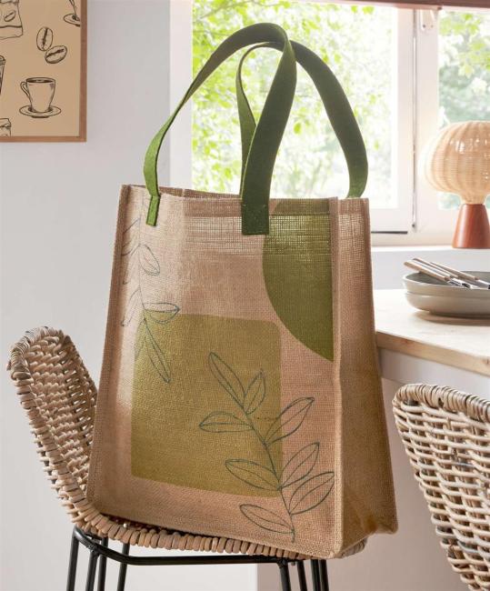 Tasche "Green Nature" aus Jute, Jutetasche natur, Einkaufstasche mit 2 Henkeln, Shopper, Jutebeutel, Stofftasche, Tote Bag
