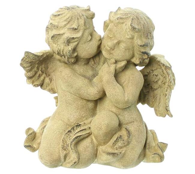 Preview: Dekofigur Engel "Küsschen" Engelpaar aus Polyresin, Engelstatue wetterfest, Outdoor Gartendeko, Hochzeitsdeko, Grabdeko