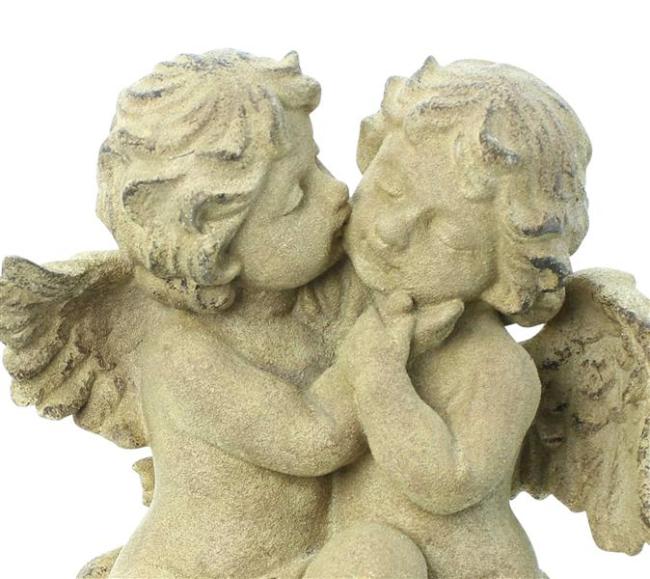 Dekofigur Engel "Küsschen" Engelpaar aus Polyresin, Engelstatue wetterfest, Outdoor Gartendeko, Hochzeitsdeko, Grabdeko