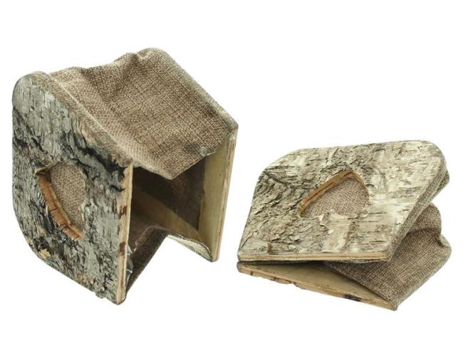 2x Pflanztasche "Herz" aus Birke & Stoff, Pflanzgefäße, Blumentopf aus Holz, Pflanztopf Set