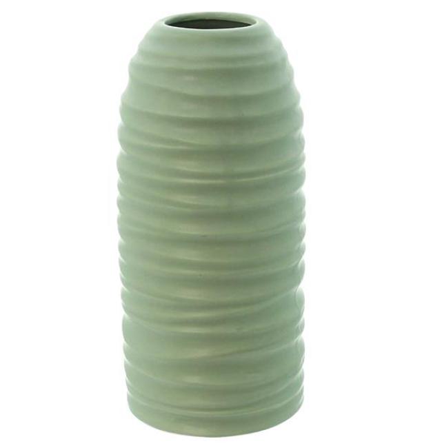 Preview: Dekovase "Salbeigrün" aus Porzellan in grün, 21 cm hoch, Blumenvase modern, Tulpenvase, Deko Vase