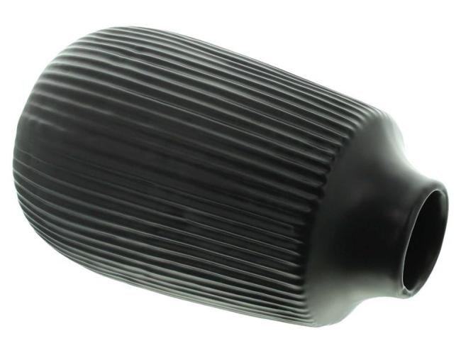 Dekovase "Black" aus Porzellan in matt schwarz mit Rillenstruktur, Blumenvase, Deko Vase