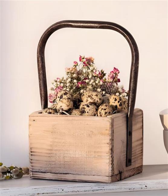 Preview: Dekokiste "Rustikal" aus Holz, weiß gekalkt, Aufbewahrungskiste, Holzkiste klein, Vintage Holzbox natur, Kiste quadratisch, Aufbewahrungsbox