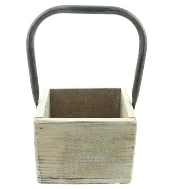Dekokiste "Rustikal" aus Holz, weiß gekalkt, Aufbewahrungskiste, Holzkiste klein, Vintage Holzbox natur, Kiste quadratisch, Aufbewahrungsbox
